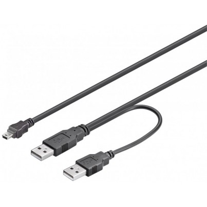 Cordon USB 2.0 en Y AA / Mini USB 1m