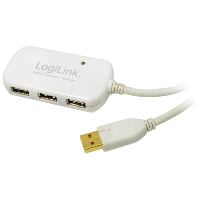 Câble répéteur USB 2.0 AA M/F 12m + HUB 4 ports 