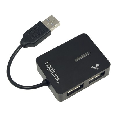 Mini Hub USB 2.0, 4 ports Auto-alimenté Noir