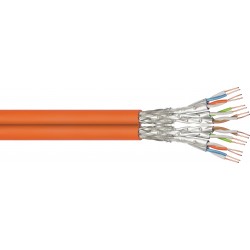 Câble 2x CAT7a 1000Mhz rigide 100m Orange
