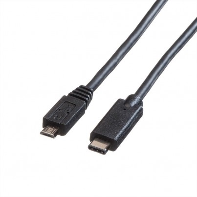 Cordon USB-C vers micro USB2 1m noir