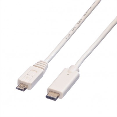Cordon USB-C vers micro USB2 1m blanc